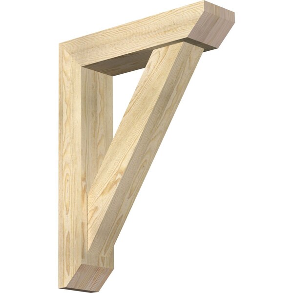 Ekena Millwork Traditional Slat Rough Sawn Bracket w/ Offset Brace, Douglas Fir, 6"W x 24"D x 32"H BKT0604X24X32TRA06RDF - main